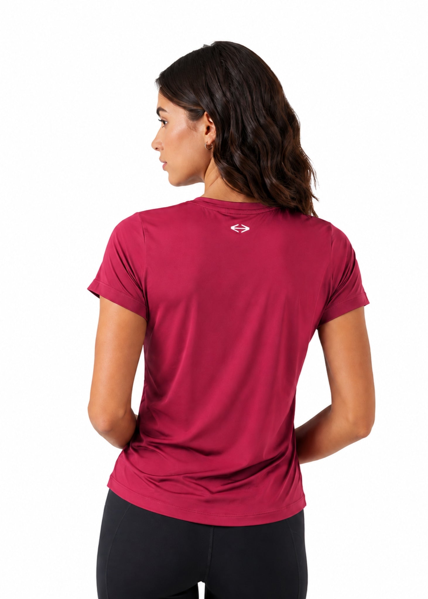 Women Mesh-Panel Ventilated Tee - Regular Fit - Maroon