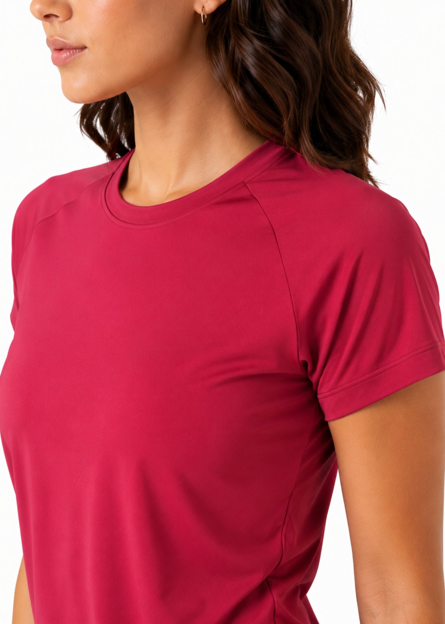 Women Mesh-Panel Ventilated Tee - Regular Fit - Maroon