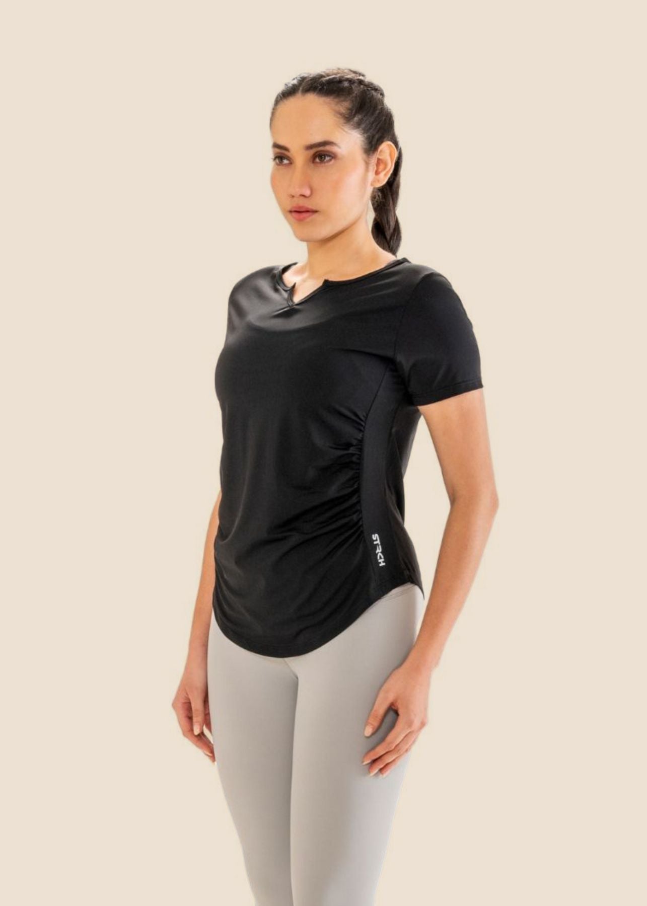 V Neck Active Tee - Black
