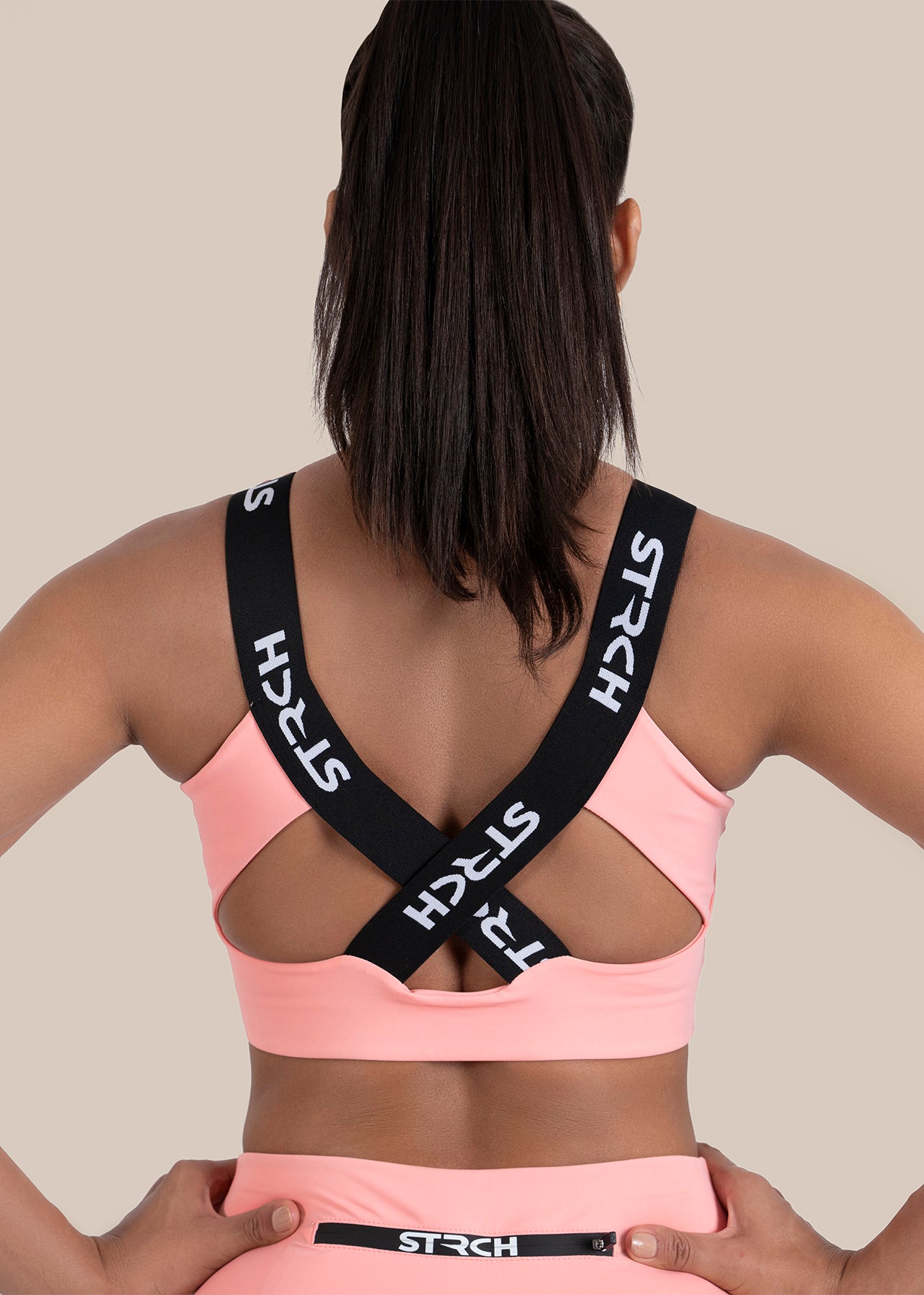 High Impact full coverage sports bra - Peach