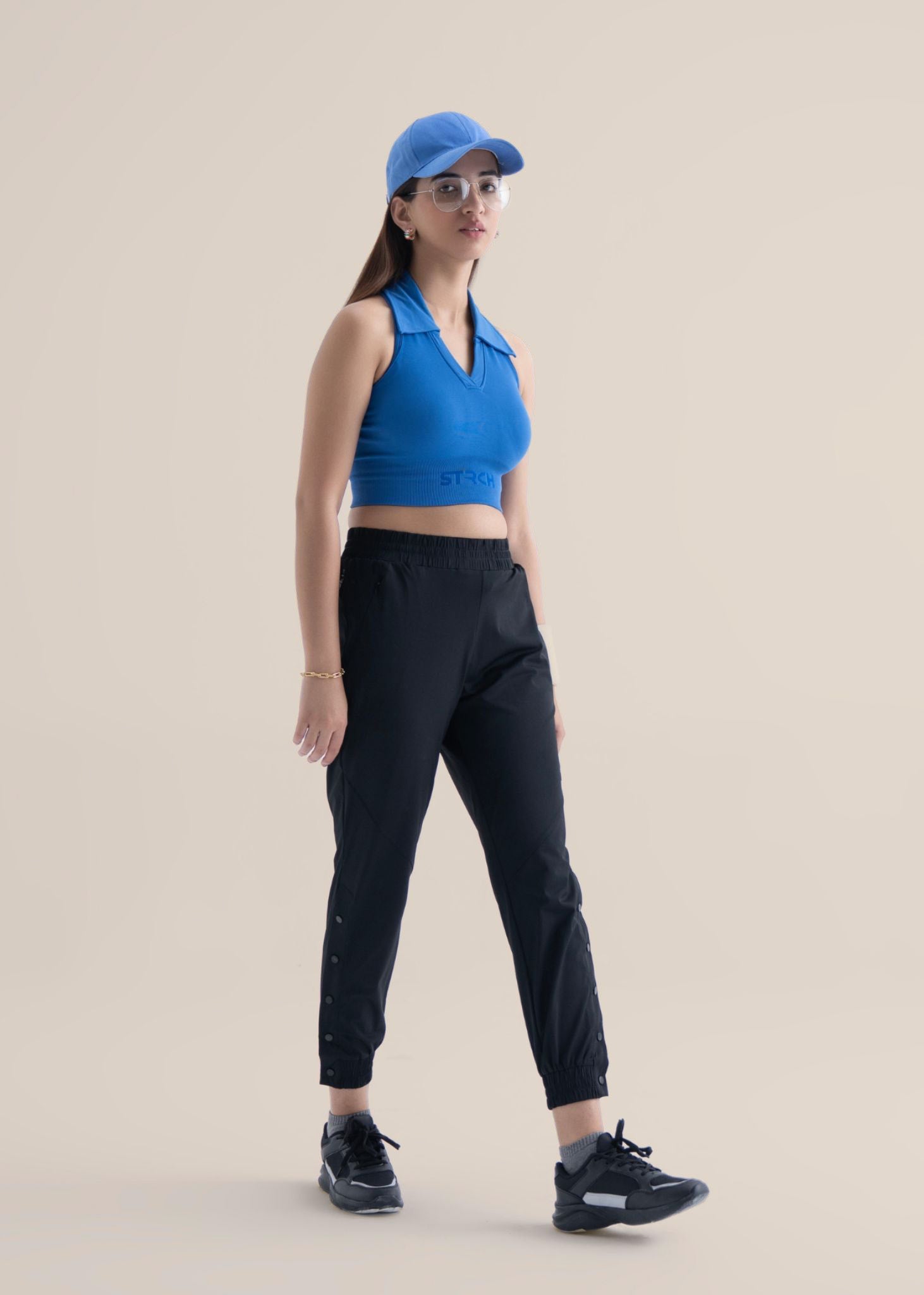 Seamless Polo Crop Tee - Majestic Blue