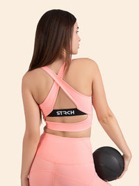High Support Cross back sports bra - Peach - 5