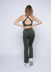 Women Gym Flare Pants - Dark Green - 3