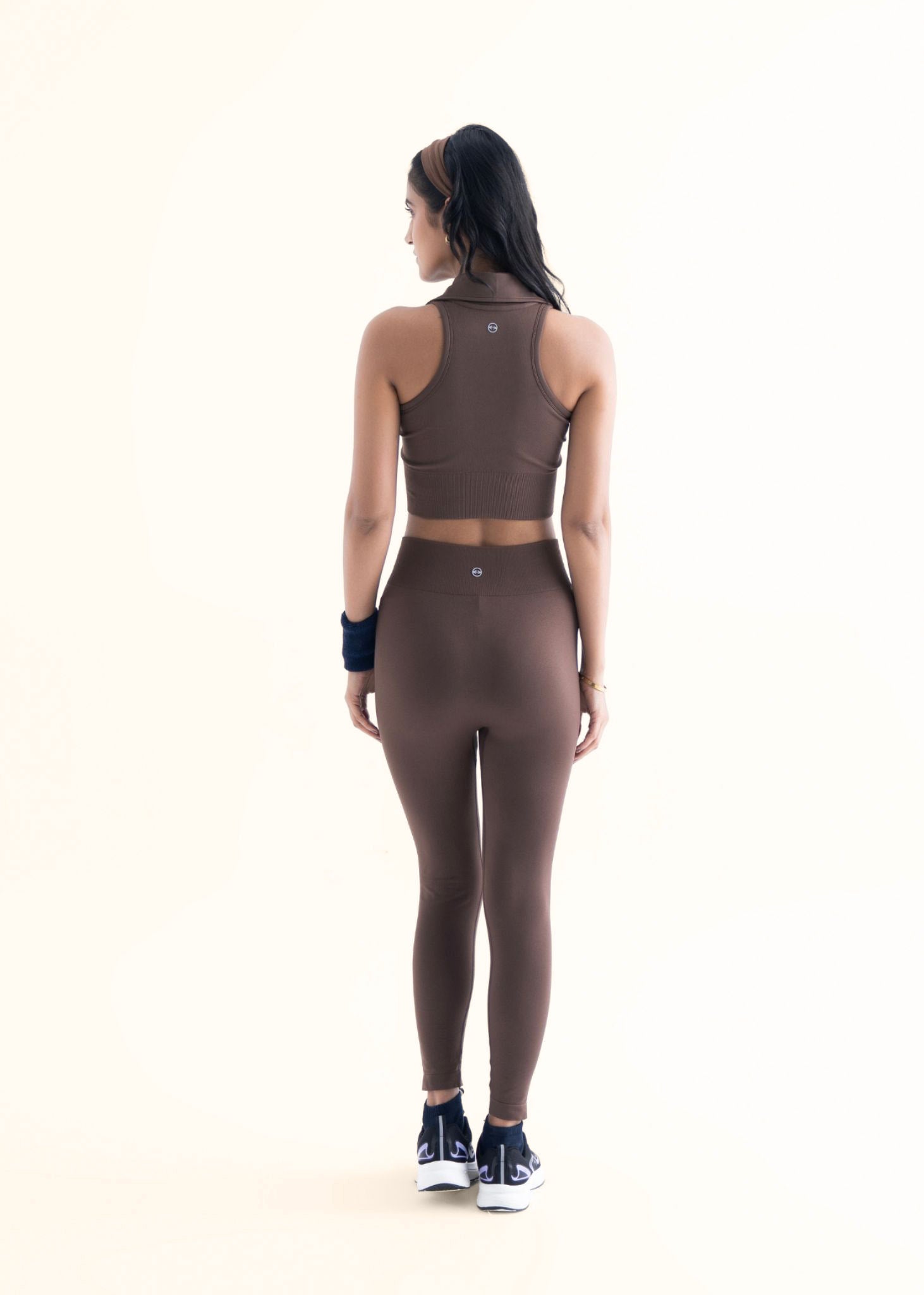 Seamless Polo Crop Tee - Mocha Brown
