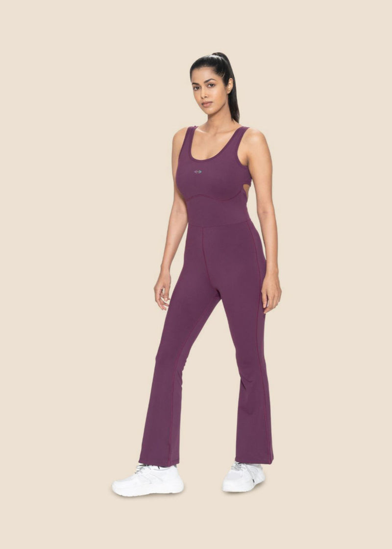 MWomen Cross Back Jumpsuit - Wine