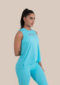 Strch Flex Tie-Back Tank - Blue - 3