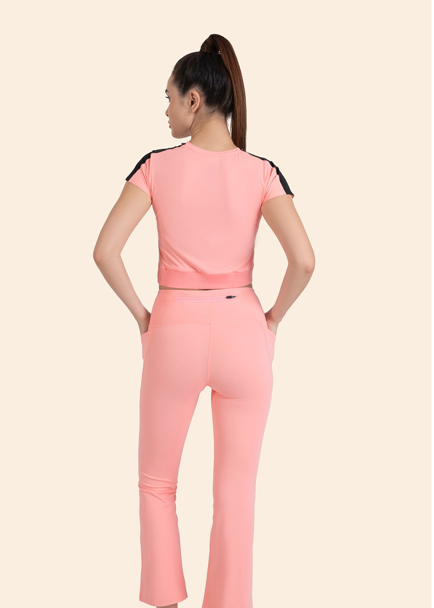 StrchFlex High rise Flare Leggings - Peach - 7