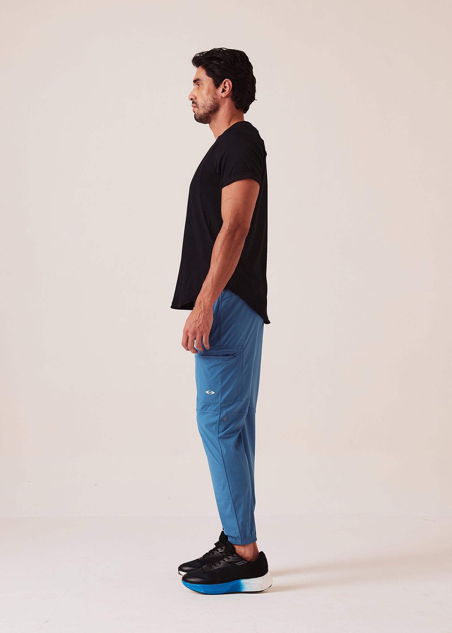 Men Cargo Gym Joggers - Ice Blue - 5