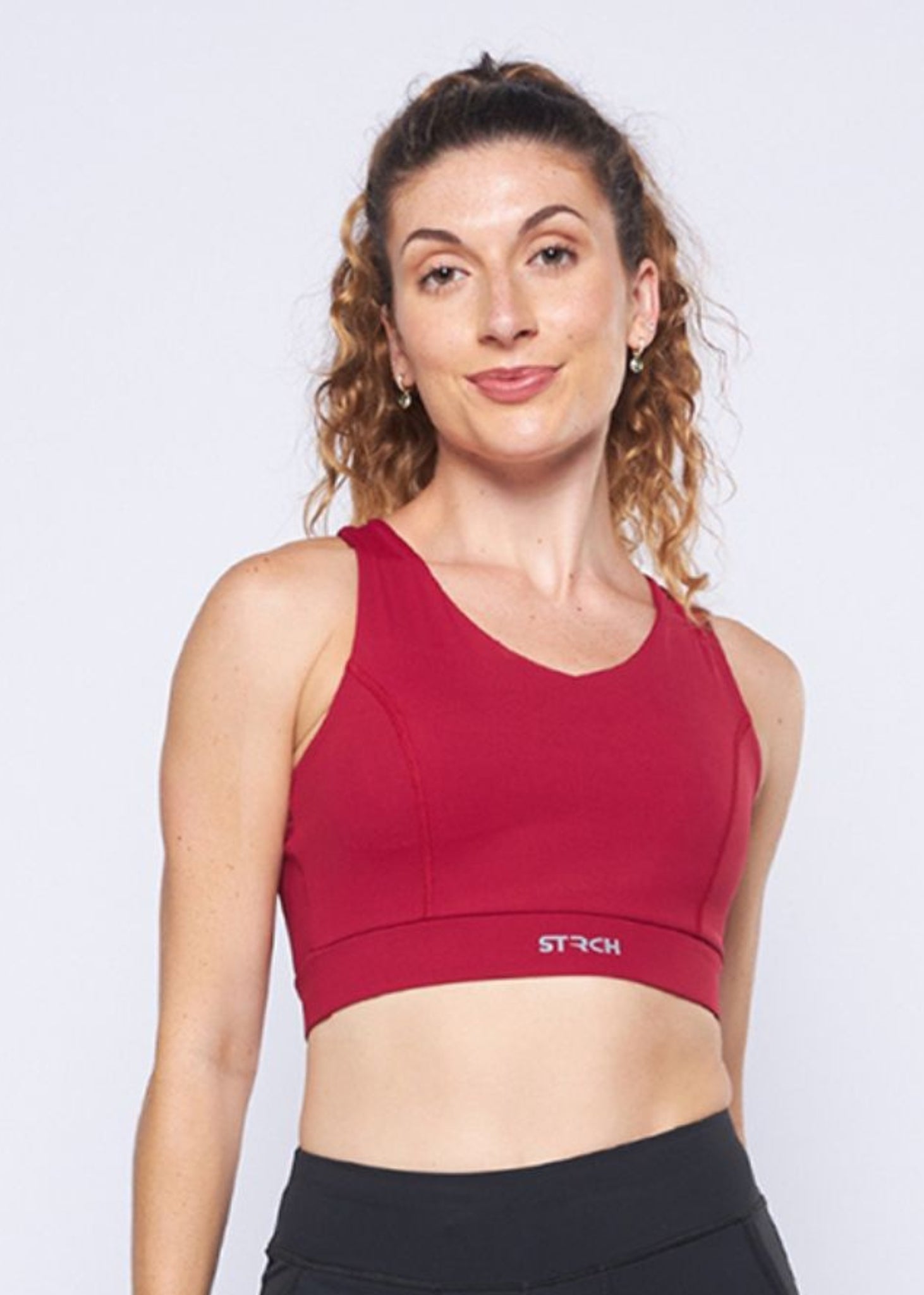 Cross Back Active Bra - Maroon