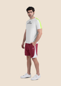 Men Zippered Gym Shorts - Maroon - 5
