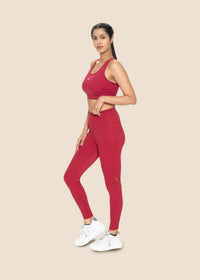 Women Mesh Leggings - Maroon - 5