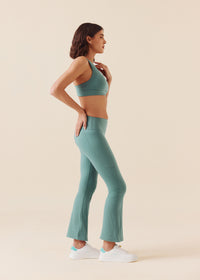 Women Pocket Flare Leggings - Vine Green - 5