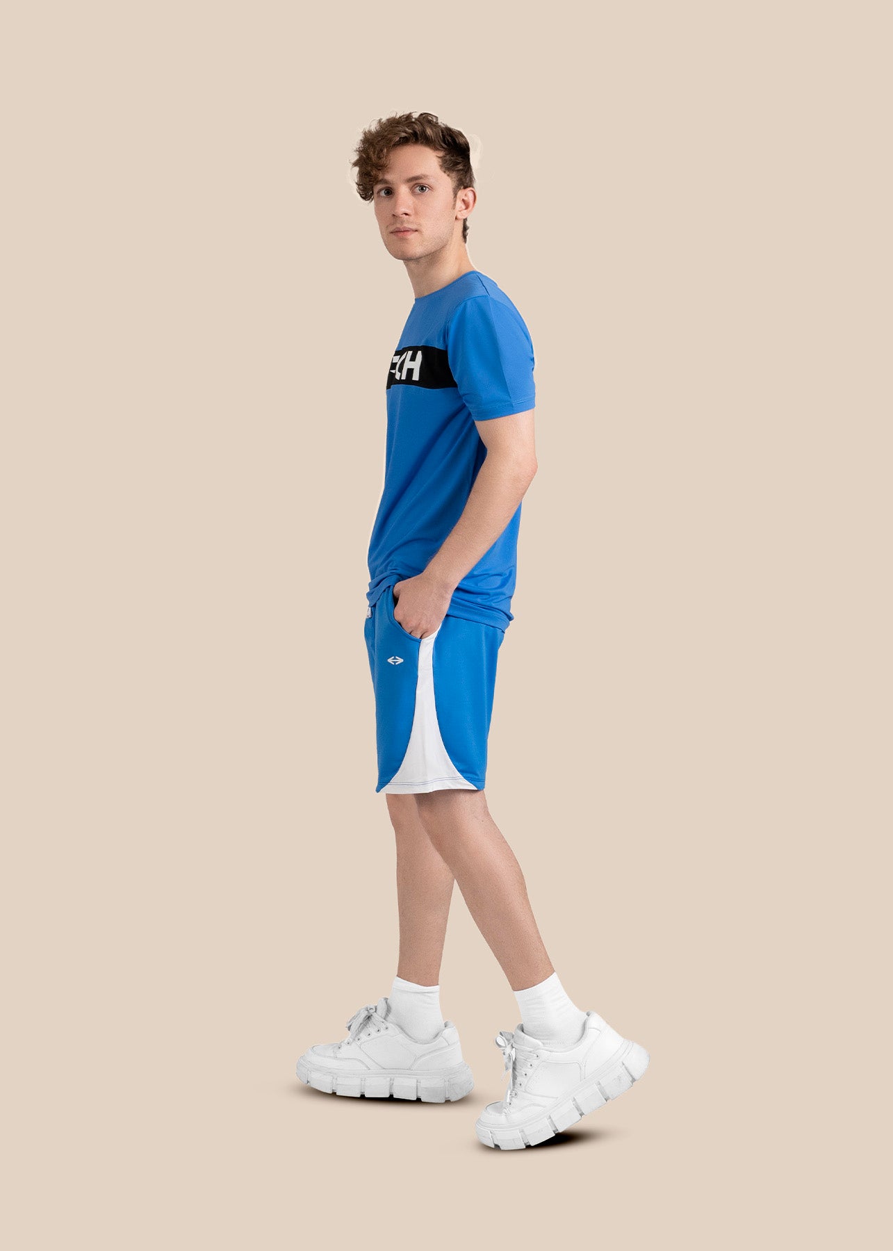Mens Performance Zip Shorts - Blue - 5