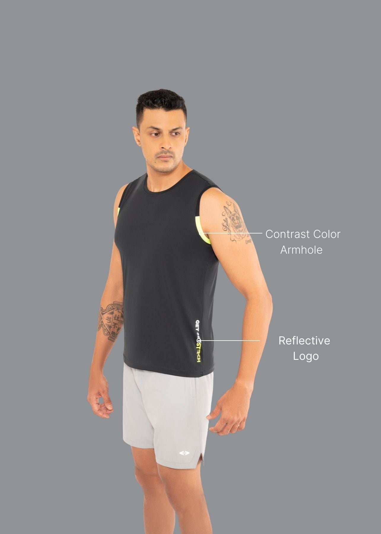 Men Lightweight Gym Tank Top Black - 2