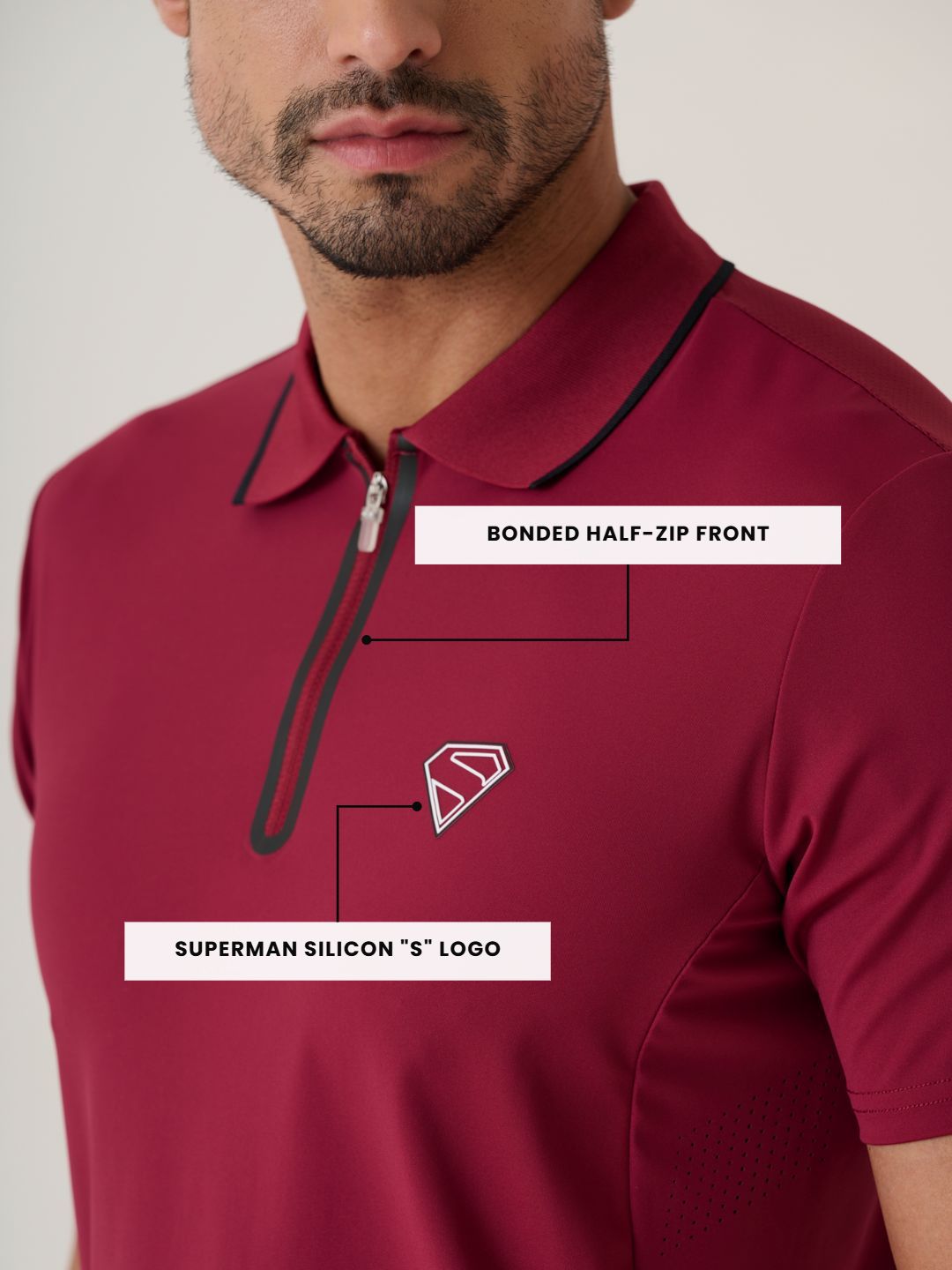 Men Superman high Performance Tee - CherryPlum
