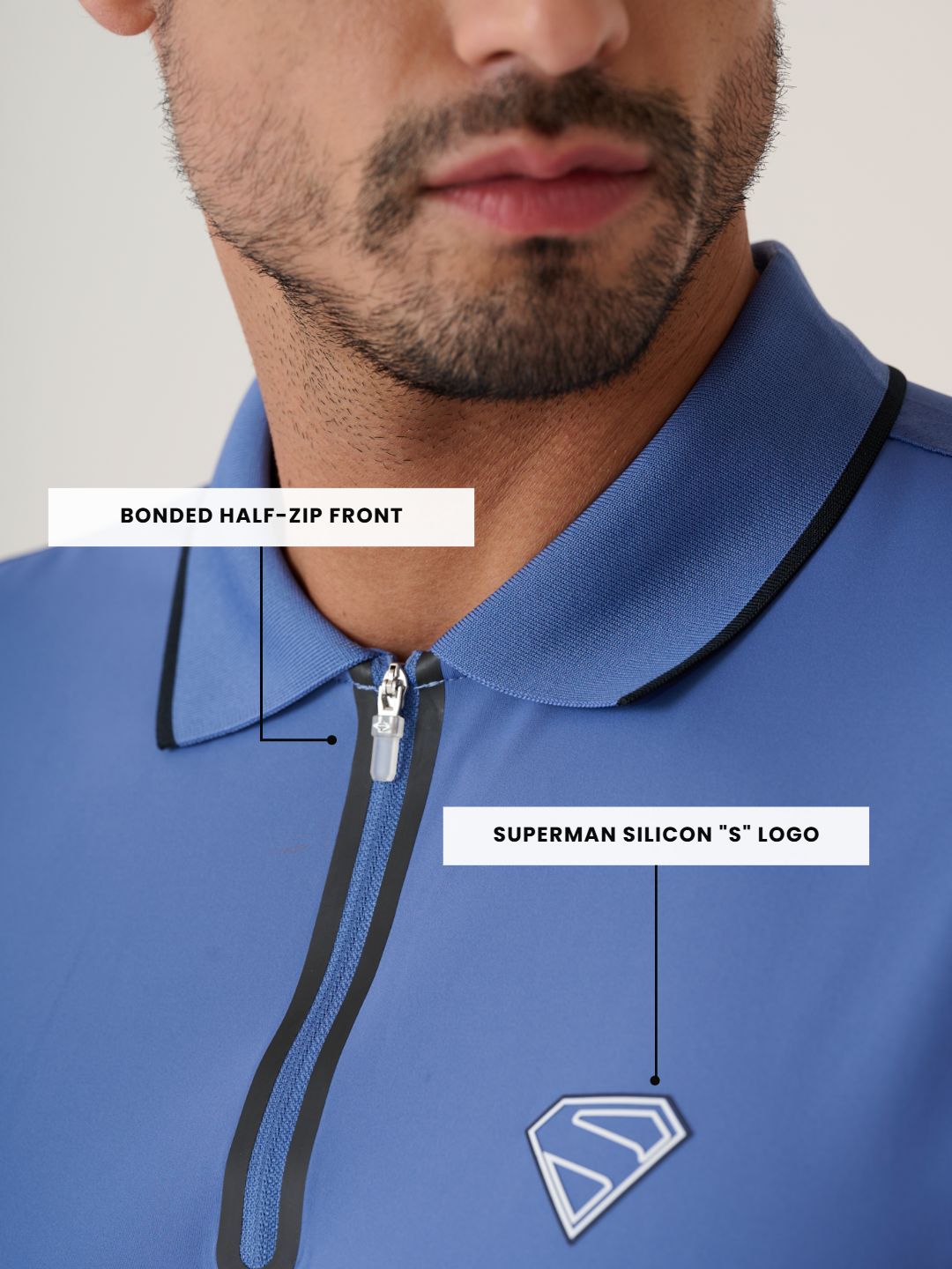 Men Superman high Performance Tee - CoastalBlue
