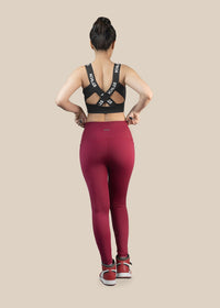 Women Gym To Yoga High Waist Leggings - Maroon - 6