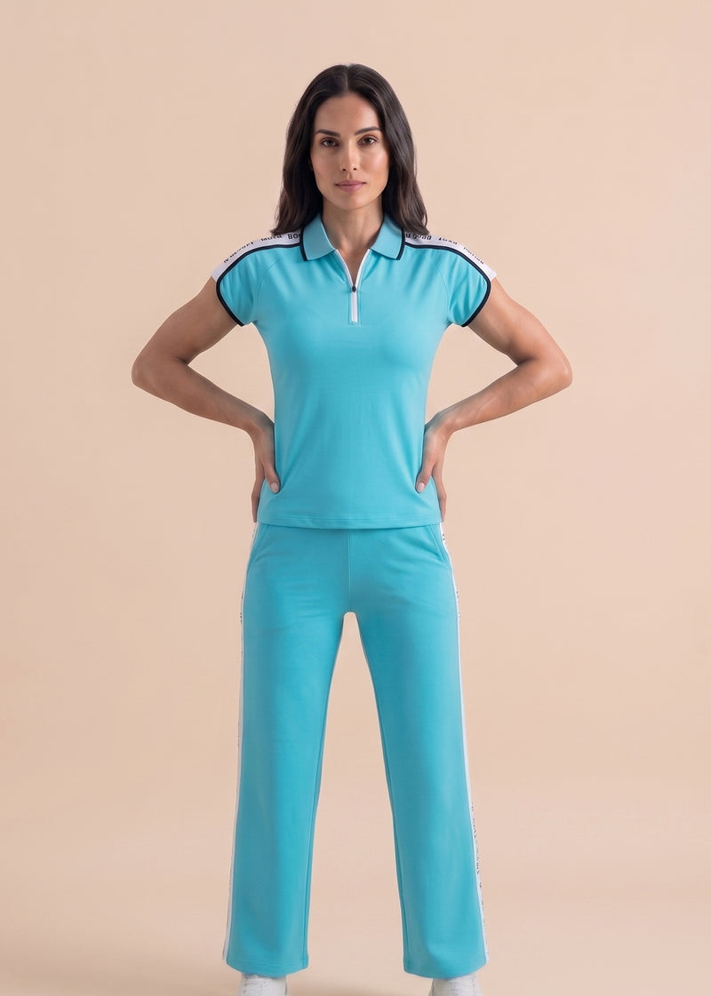 Classic Polo Tee - Cyan Blue