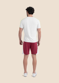 Men Zippered Gym Shorts - Maroon - 6