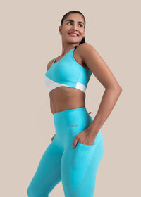 StrchFlex Medium support sports bra - Cyan Blue - 4