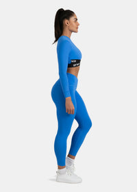 Criss-cross wasitband Leggings - Blue - 5