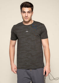 Men Camoflauge Print Active Tee Army Green - 1
