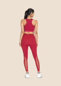 Women Mesh Leggings - Maroon - 6