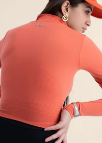 Women Seamless Crop Jacket - Coral - 7