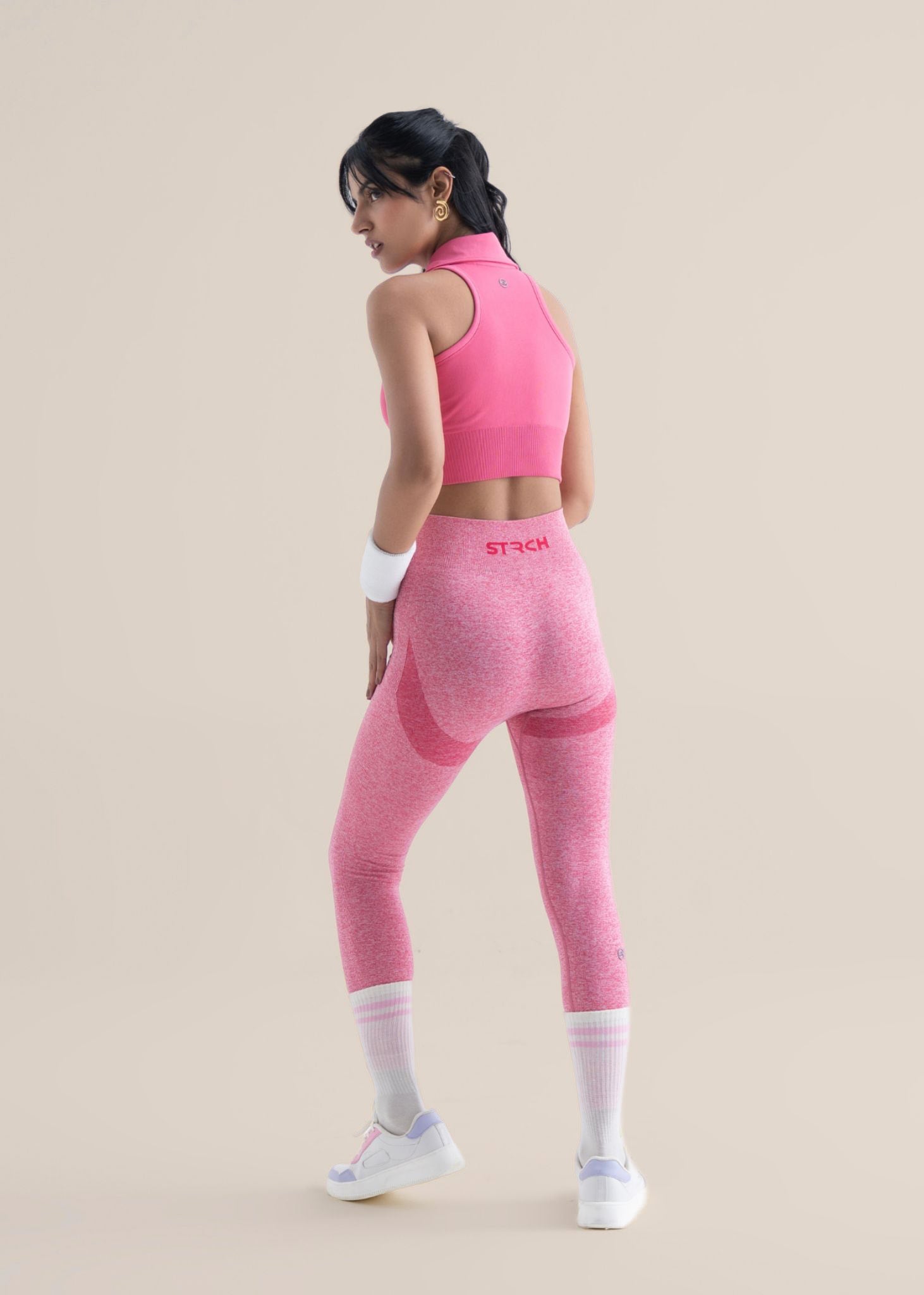 Seamless Polo Crop Tee - Flare Pink