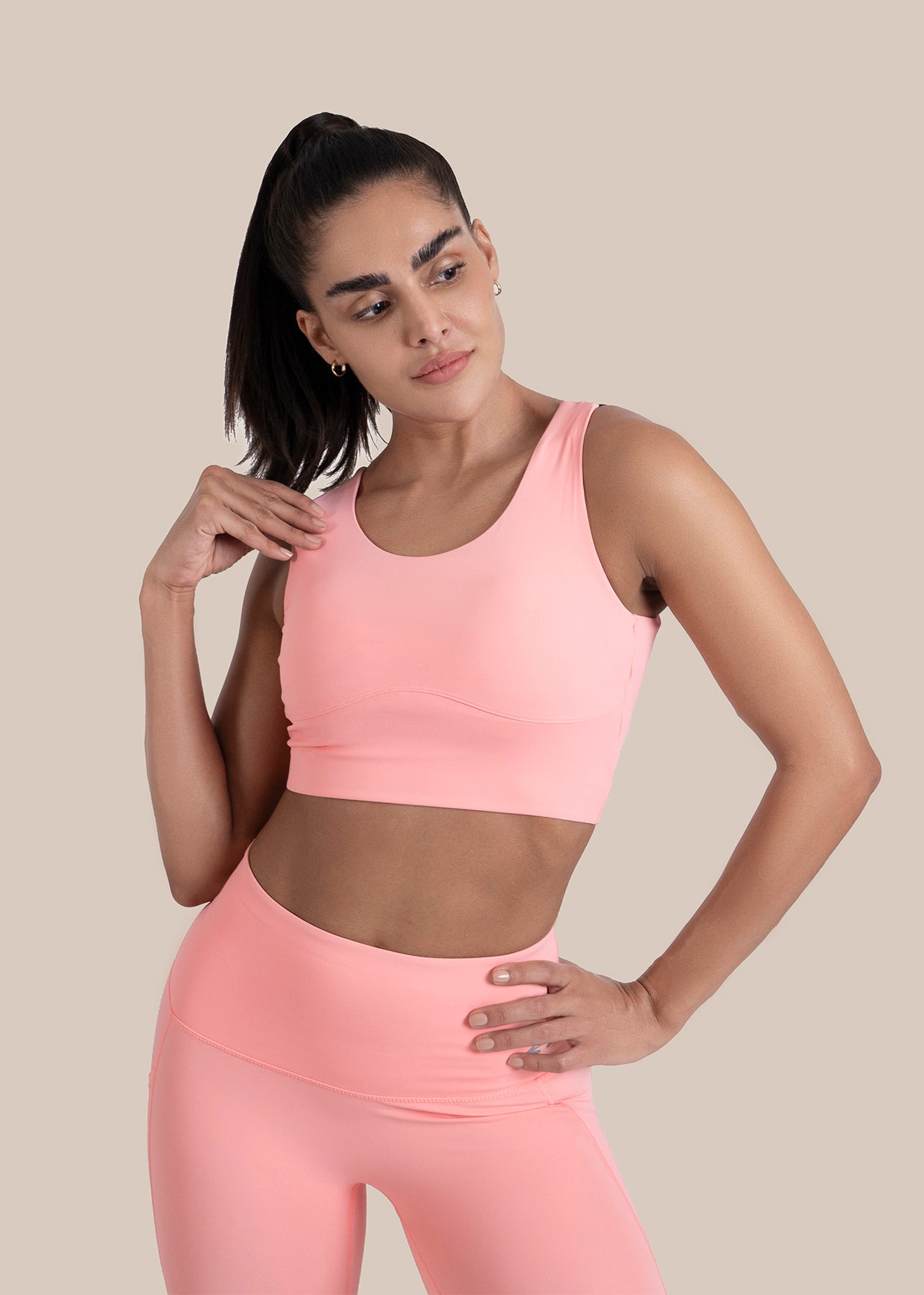 High Impact full coverage sports bra - Peach