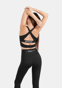 High Support Cross back sports bra - Black - 3