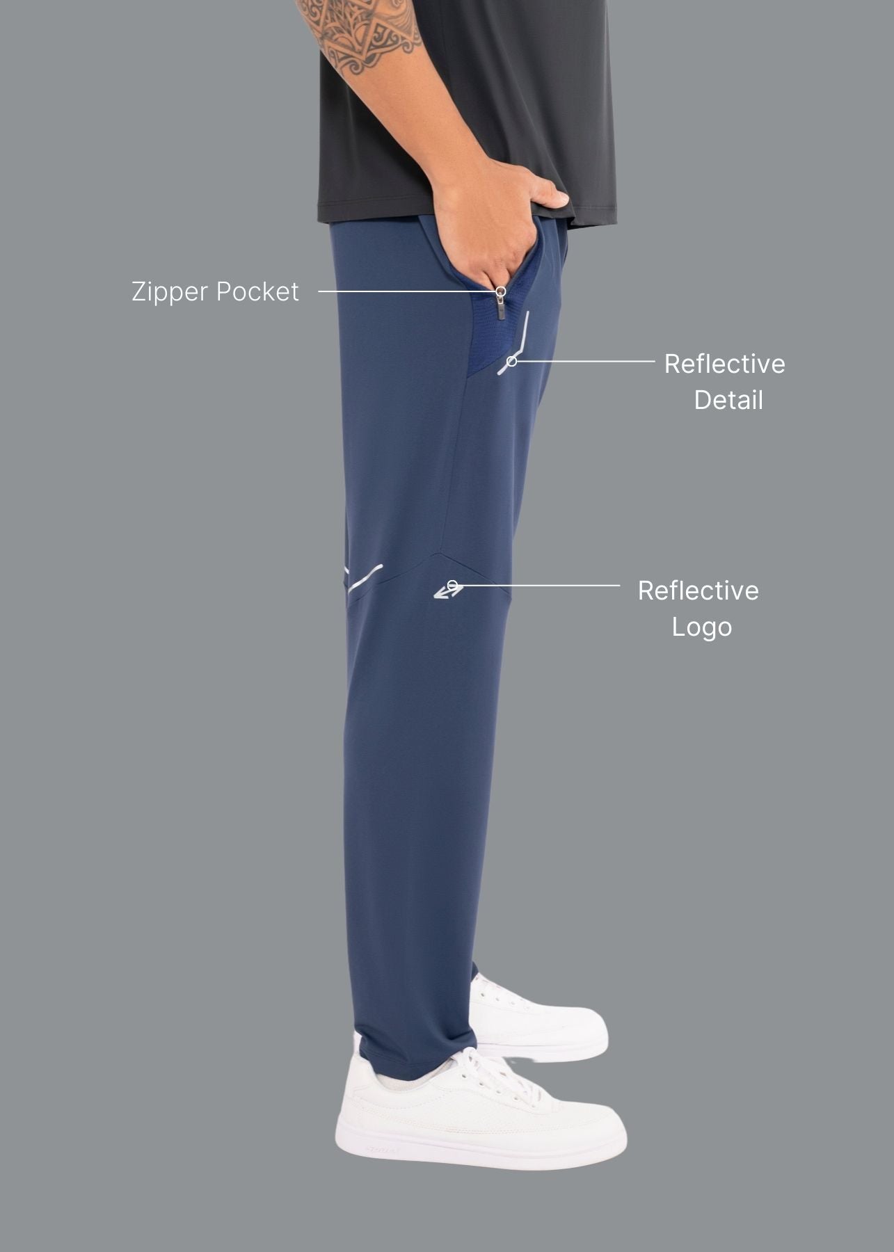 Men Running Track Pants Navy Blue - 2