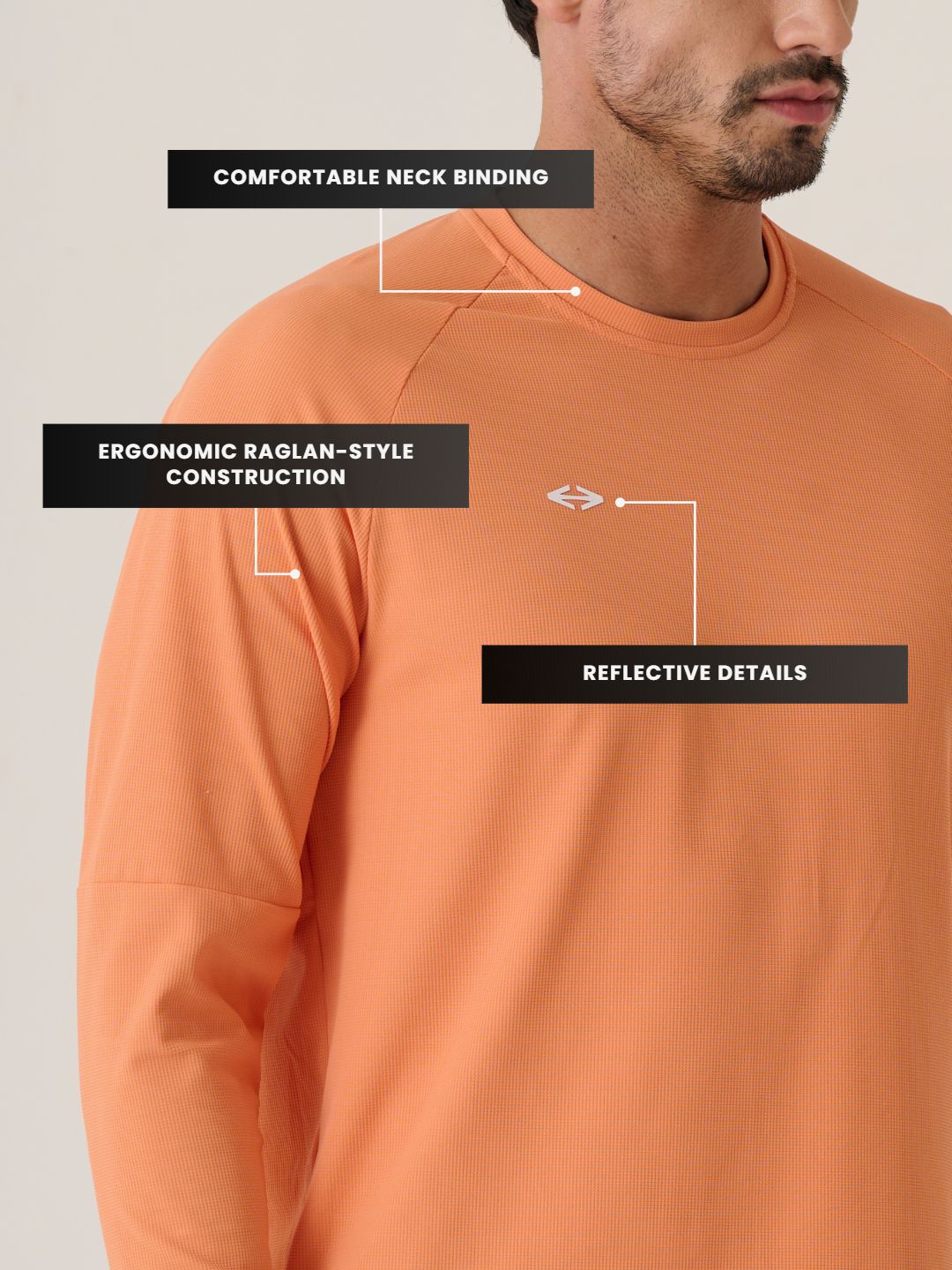 Men Full Sleeve Performance Tee - MutedOrange