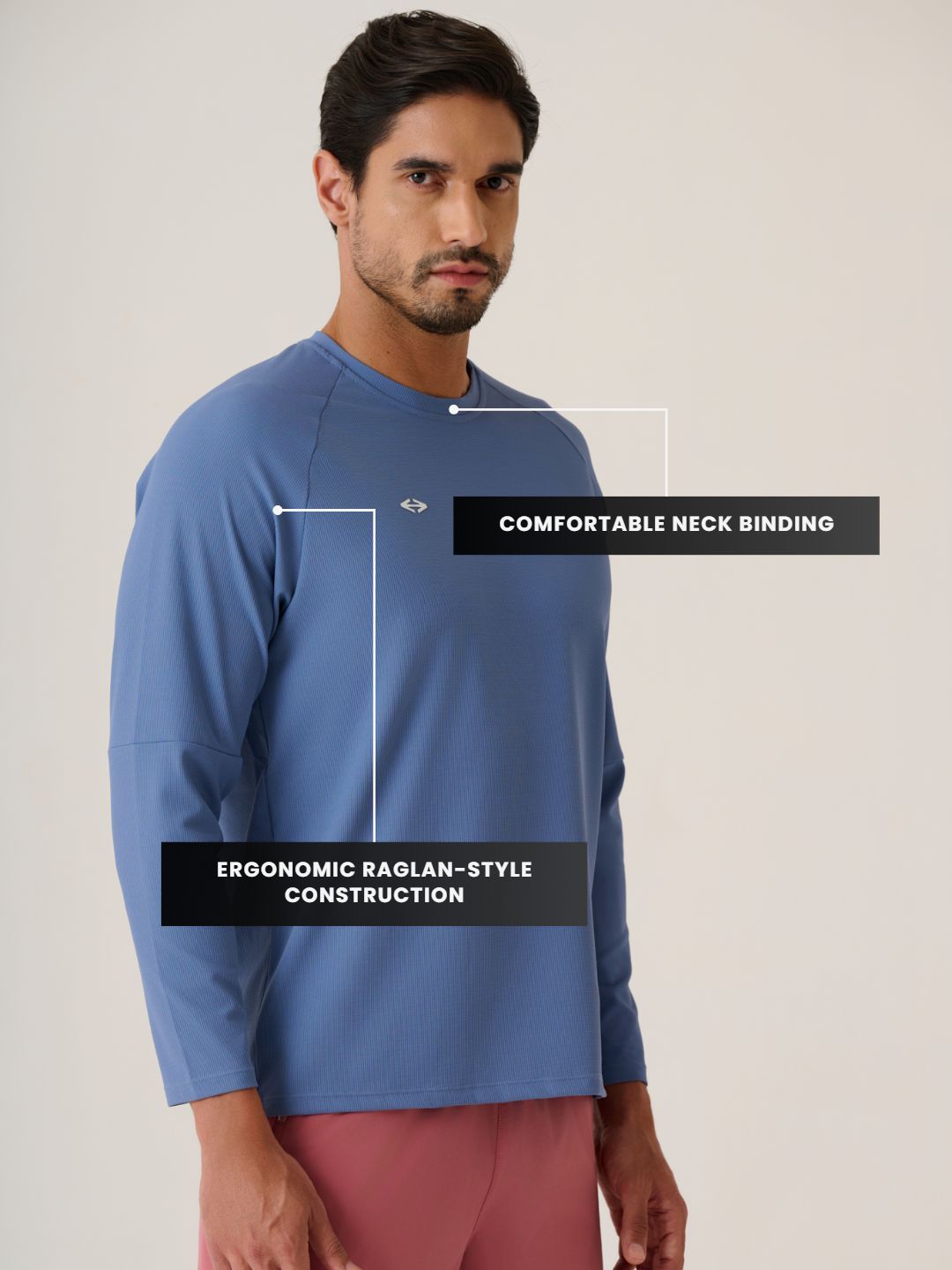 Men Full Sleeve Performance Tee - AirforceBlue