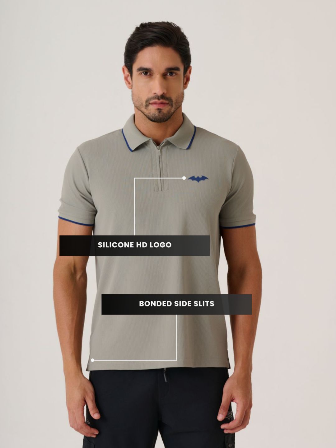 Men Dark Knight Polo 
- StoneGrey