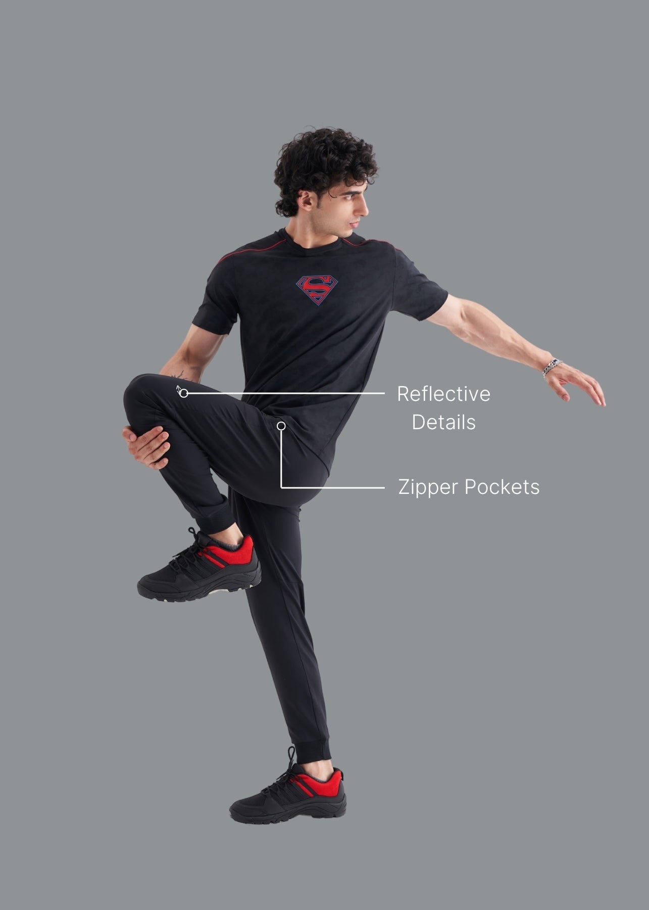 Men Ribbed Waistband Joggers Black - 2