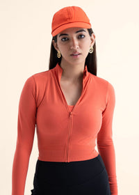 Women Seamless Crop Jacket - Coral - 6