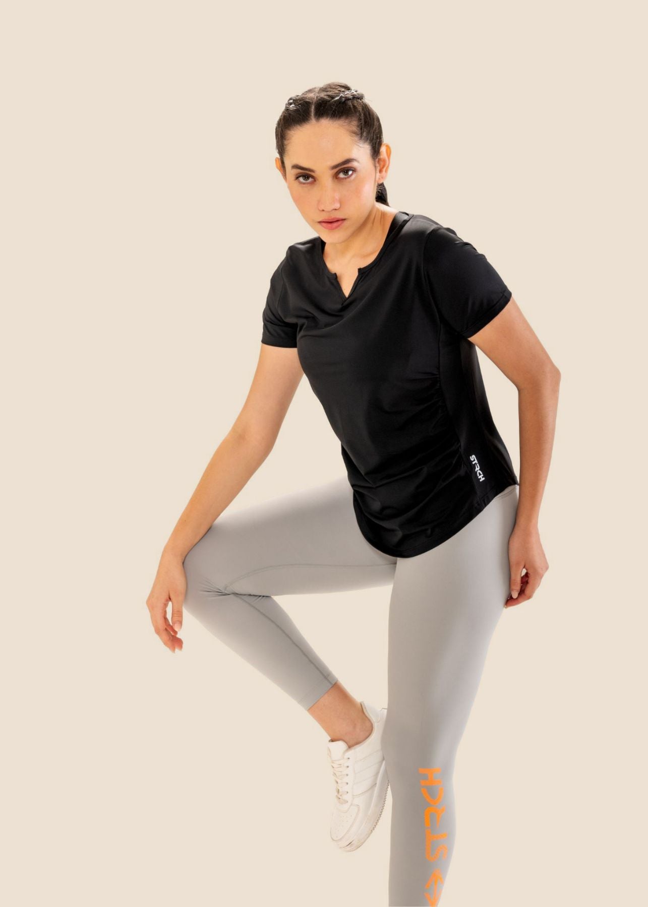 V Neck Active Tee - Black