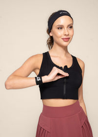 High Impact Zip closure Sports Bra - Black - 1