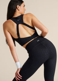 Leopard Embossed Leggings - Black - 6