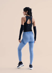 Women Seamless Workout Leggings - Majestic Blue - 9