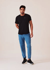 Men Cargo Gym Joggers - Ice Blue - 7