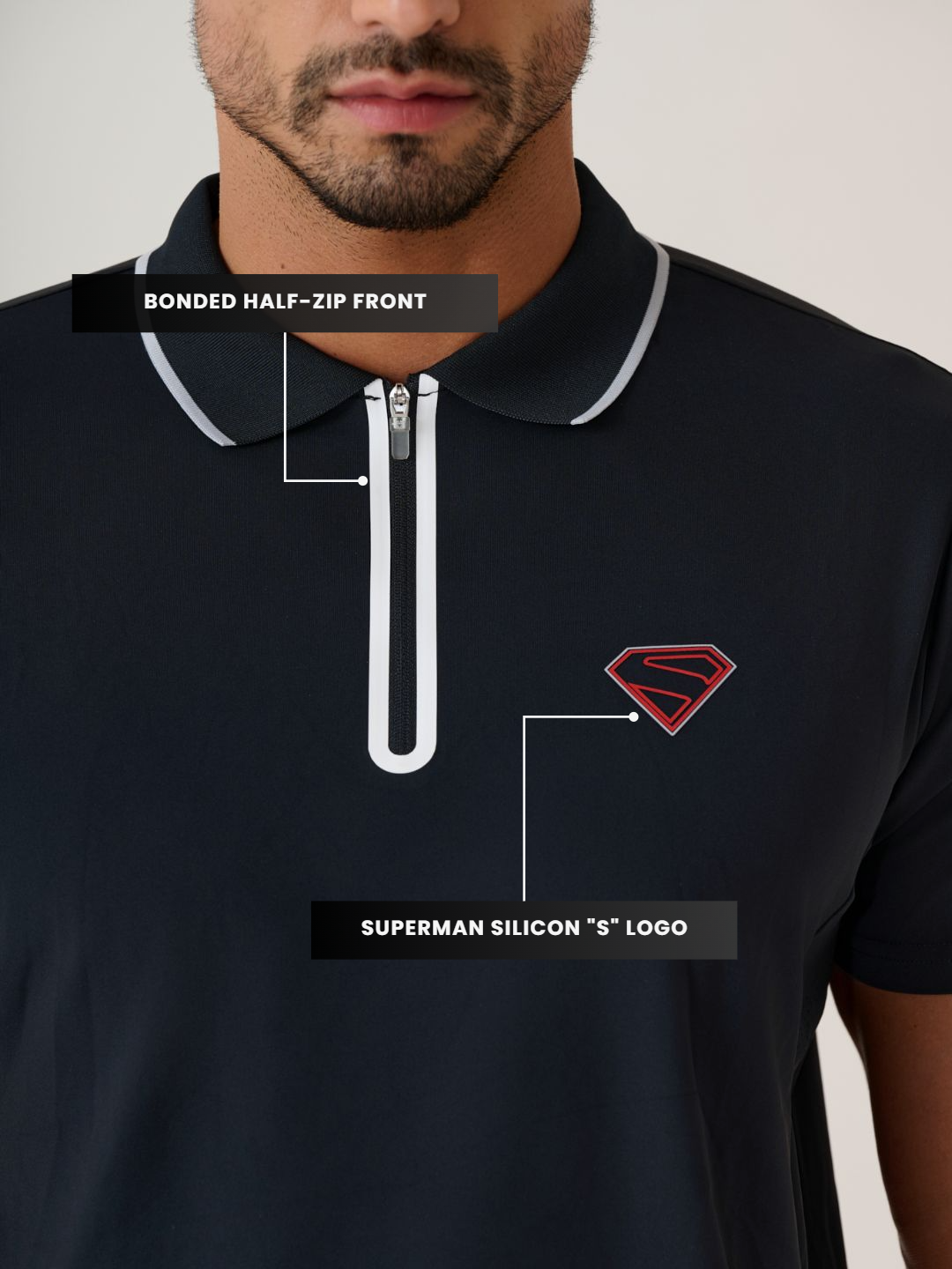 Men Superman high Performance Tee - JetBlack