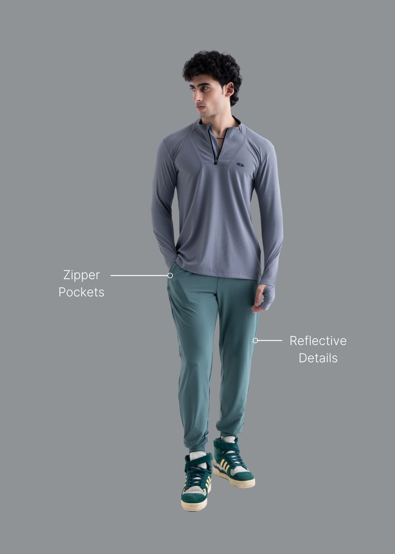 Men Ribbed Waistband Joggers Pine - 2
