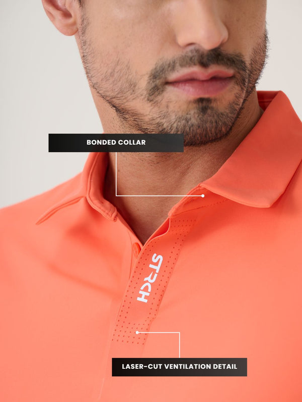 Men Cross-Court Polo 
- Coral