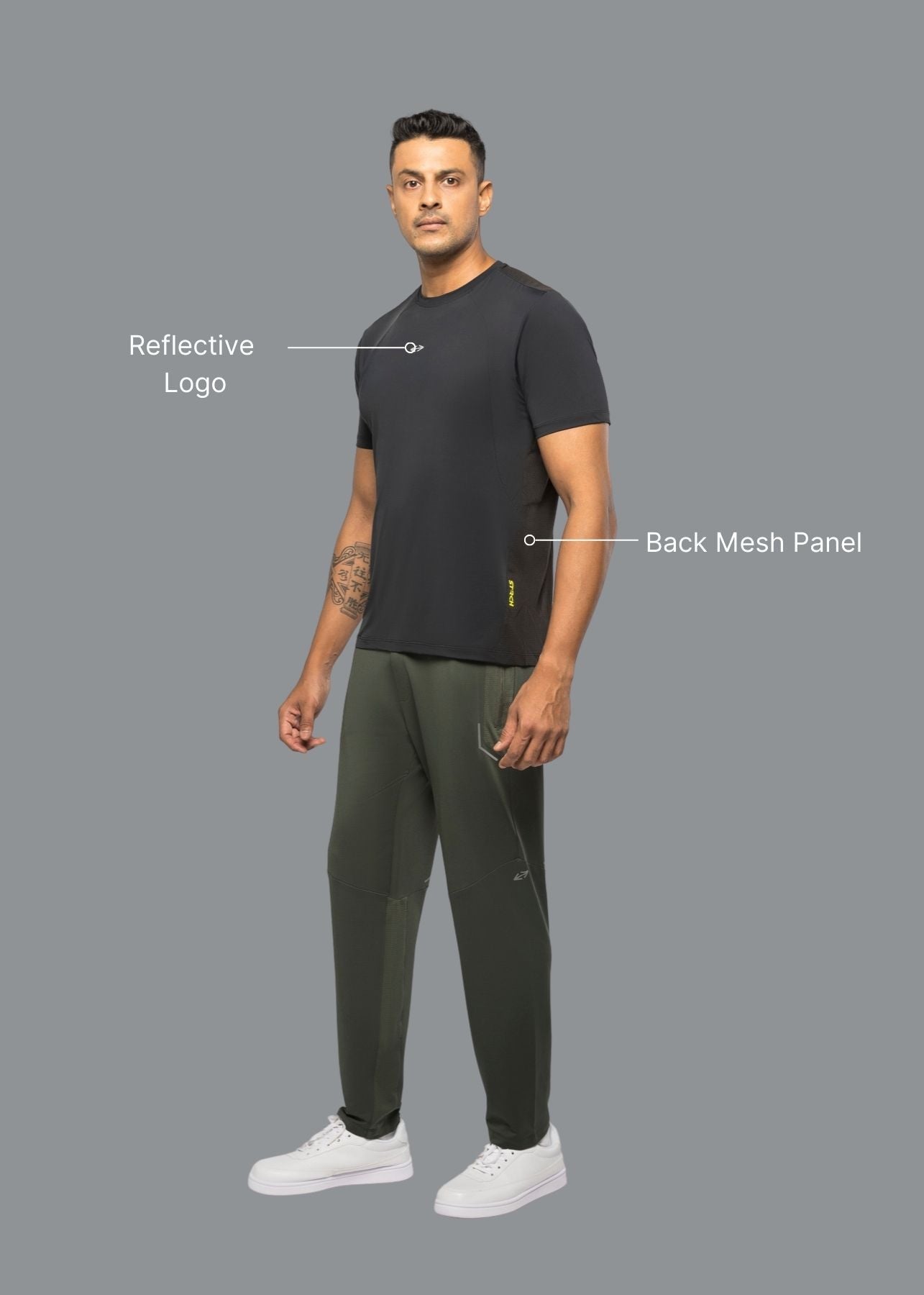 Men 4 Way Stretch Training Tee Black - 2