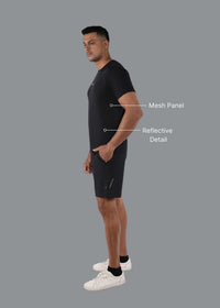 Men Breathable Mesh Panel Tshirt Black - 2