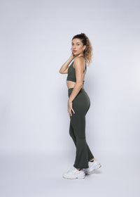 Women Gym Flare Pants - Dark Green - 5