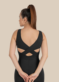 Women Cross Back Jumpsuit - Black - 9