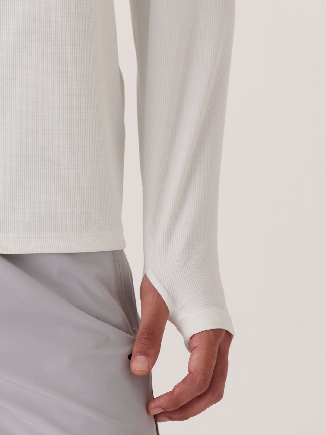 Men Long Sleeve Strch Flex Tee 
- White